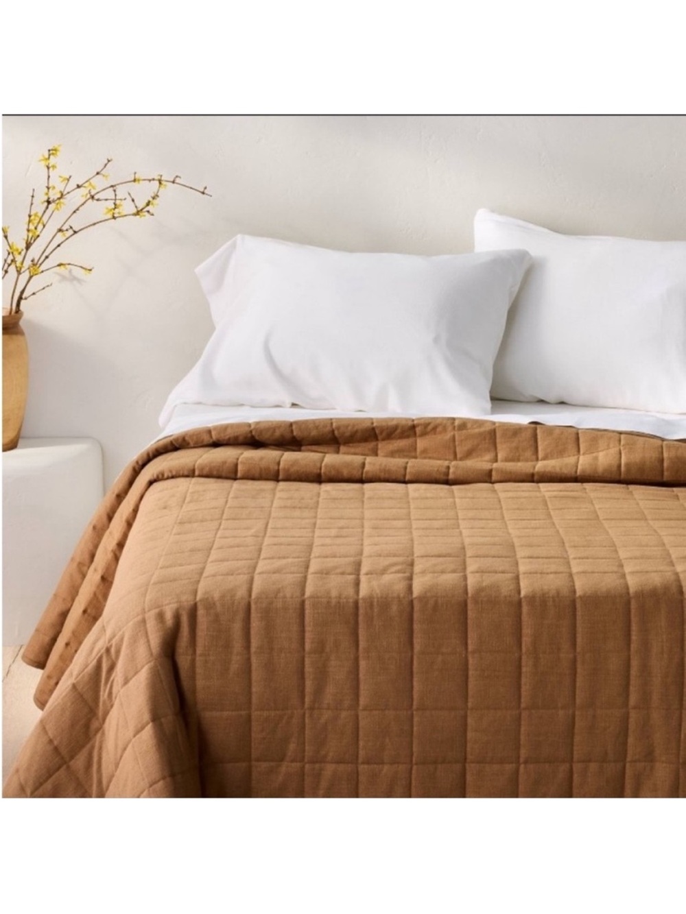 NWT Full/Queen Heavyweight Linen Blend Quilt Warm Brown - Casaluna - Picture 3 of 5